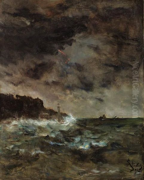 A Stormy Night Oil Painting by Aime Stevens