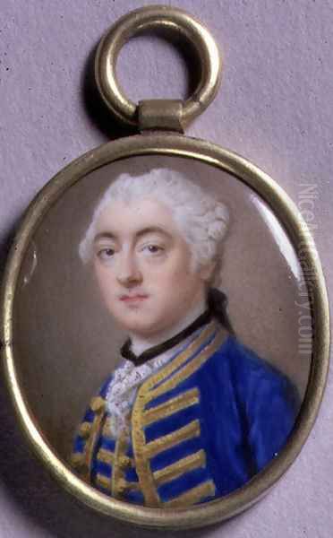 Portrait Miniature of a Man in Blue, 1756 Oil Painting by Gervase Spencer