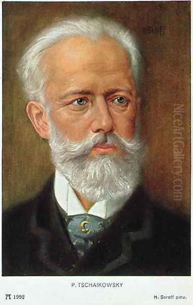 Postcard of Piotr Ilyich Tchaikovsky 1840-93 Oil Painting by H. Serov