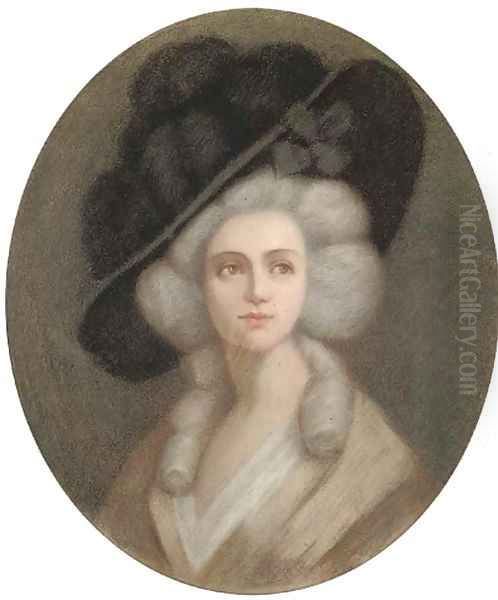 Portrait of a lady in an elegant hat Oil Painting by French School