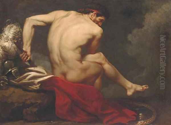 A nude warior Oil Painting by French School