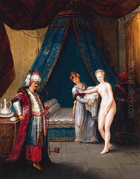 A sultan receiving a maiden in his bedchamber Oil Painting by French School