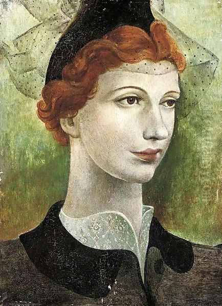 Portrait of a lady with red hair Oil Painting by French School