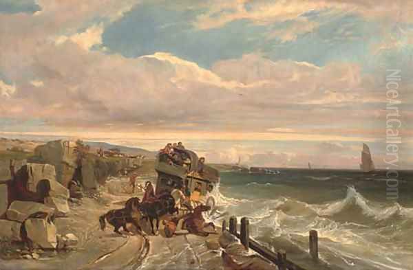 A coastal collision Oil Painting by French School