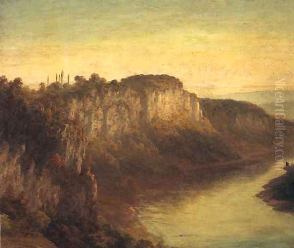 An extensive River Landscape Oil Painting by French School