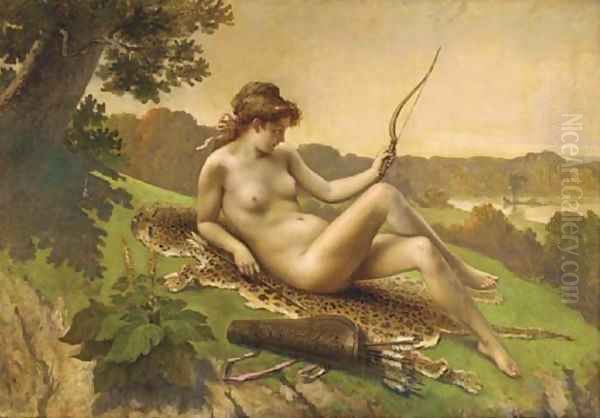 Diana the huntress resting Oil Painting by French School