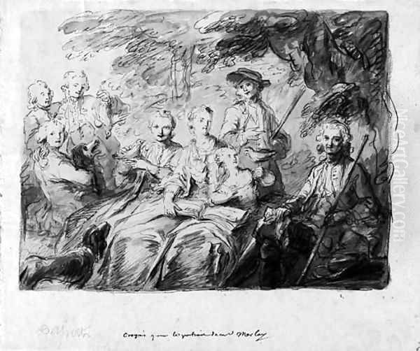 Study for a portrait of Monsieur Morlay and his family Oil Painting by French School