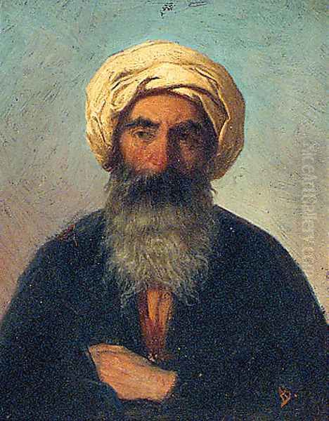 A bearded Man with a Turban Oil Painting by French School