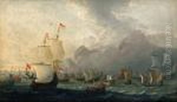 Marine With Armada Oil Painting by Abraham Storck