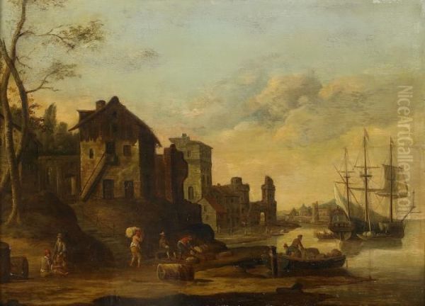 Hamnmotiv Oil Painting by Abraham Storck