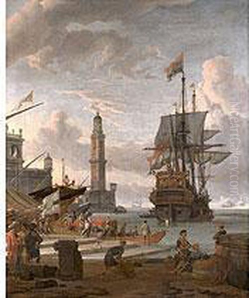 Der Hafen Von Genua Oil Painting by Abraham Storck