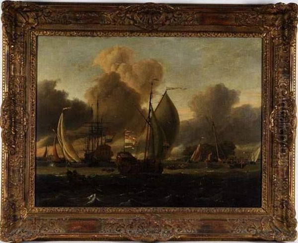 Jansz Storck,, Attr. A, Marine Oil Painting by Abraham Storck