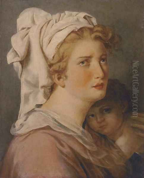 A mother and her child Oil Painting by French School