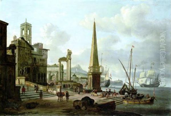 Port Mediterraneen Oil Painting by Abraham Storck