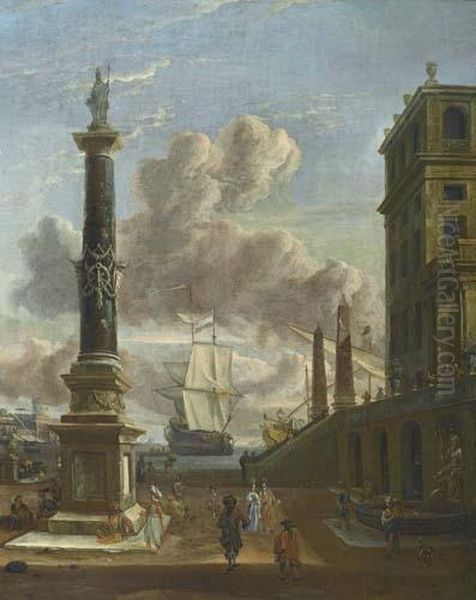 Mediterranean Harbour. Oil Painting by Abraham Storck