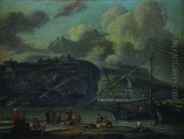 In The Harbor Oil Painting by Abraham Storck