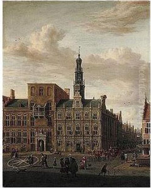 A Capriccio View Of A Dutch Town Oil Painting by Abraham Storck