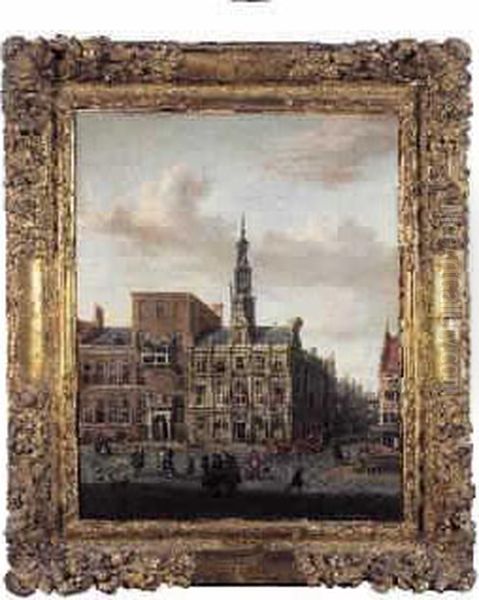 Vue De La Place De L'hotel De Ville D'amsterdam Oil Painting by Abraham Storck