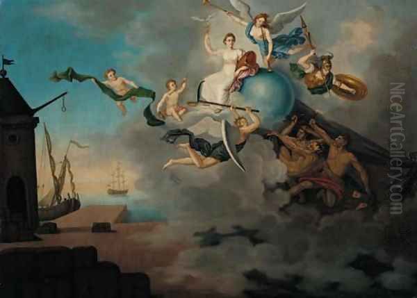 An allegory of Abundance, Peace and Time triumphant Oil Painting by French School