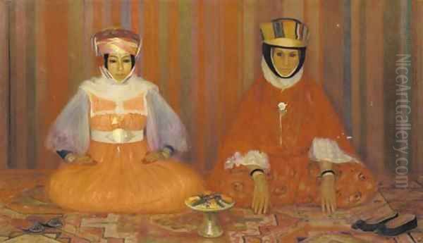 Ottoman women preparing to eat Oil Painting by French School