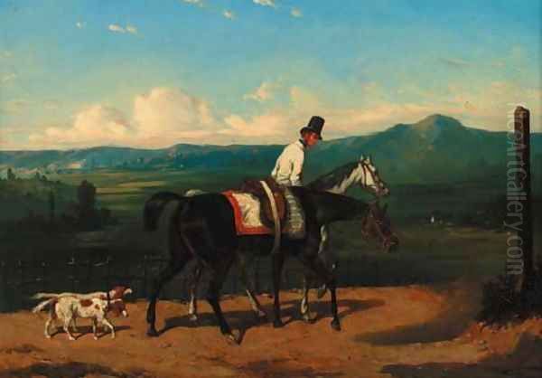 Out Exercising Oil Painting by French School