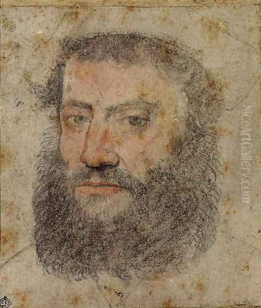 Portrait head of Paul Goion (1549-1627) Oil Painting by French School