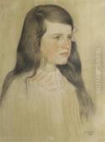 Portrait Of A Young Girl Oil Painting by William Strang