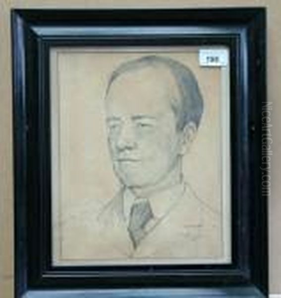 A Portrait Of John Galsworthy Oil Painting by William Strang