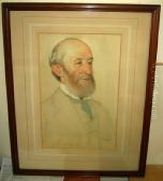 Portrait Of W.h. Gurney Salter, The Bearded Gentleman Wearing Ablue Cravat Oil Painting by William Strang