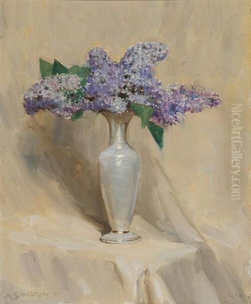 Lilac Oil Painting by Arthur Ernest Streeton