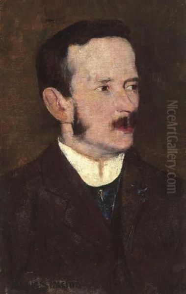 Portrait Of A Man (portrait Of Awilliam H. Read [arthur Streeton's Brother-in-law]) Oil Painting by Arthur Ernest Streeton