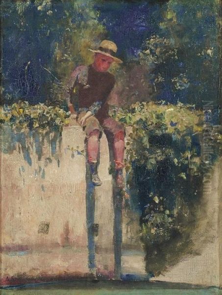 The Water-tank Boy Oil Painting by Arthur Ernest Streeton