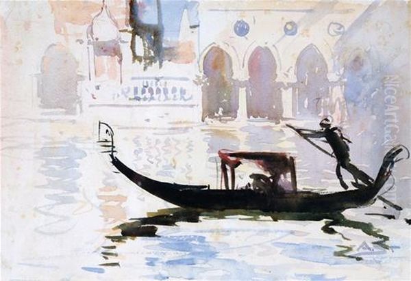 The Gondolier, Venice Oil Painting by Arthur Ernest Streeton