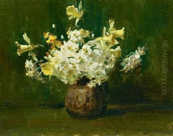 A Bunch Of Flowers Oil Painting by Arthur Ernest Streeton