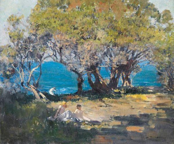 Seaside Pastoral Oil Painting by Arthur Ernest Streeton