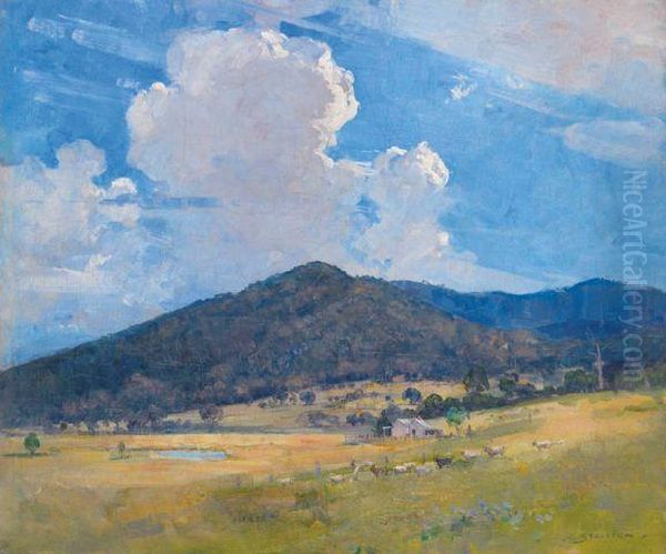 Hill And Cloud Oil Painting by Arthur Ernest Streeton