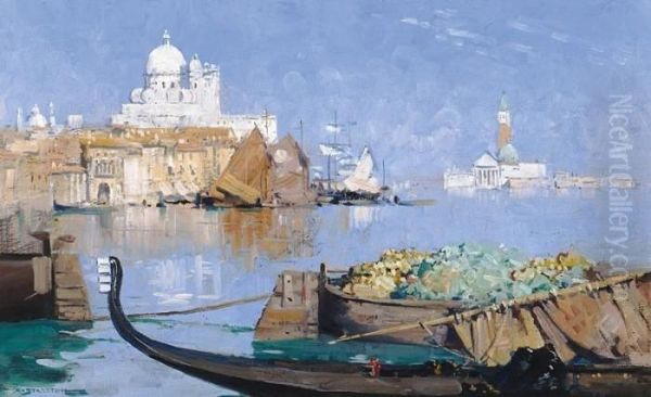 The Giudecca Lagoon Oil Painting by Arthur Ernest Streeton