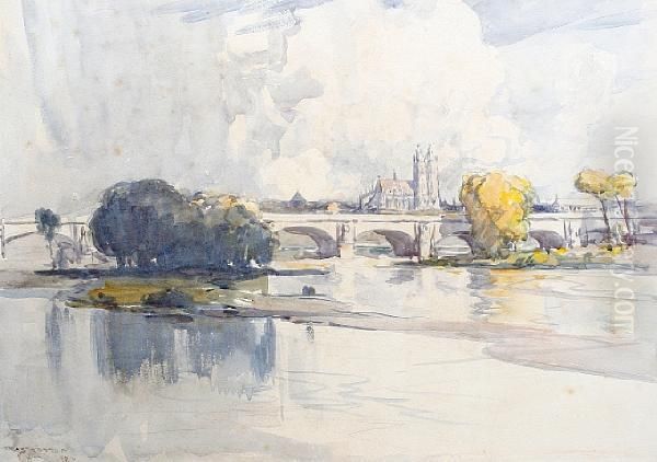 River Scene Oil Painting by Arthur Ernest Streeton