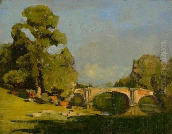 The Stone Bridge Oil Painting by Arthur Ernest Streeton