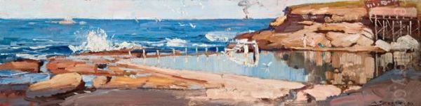 Coogee Baths Oil Painting by Arthur Ernest Streeton