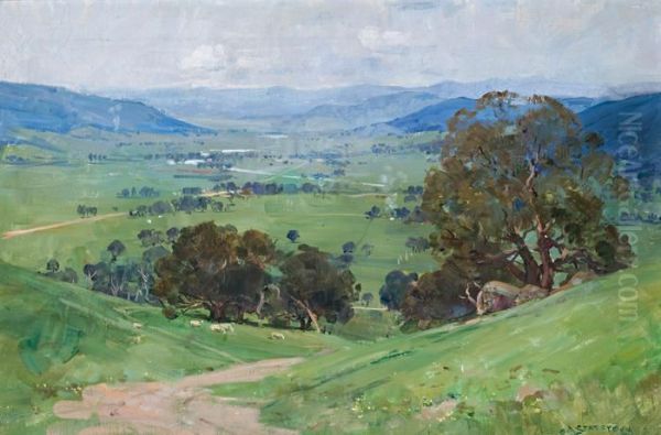 Green Valley Oil Painting by Arthur Ernest Streeton