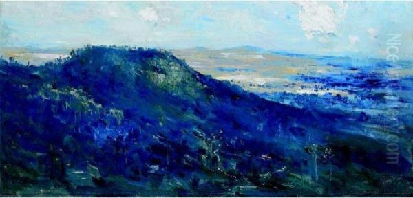 A View Of Mount Toorong Oil Painting by Arthur Ernest Streeton