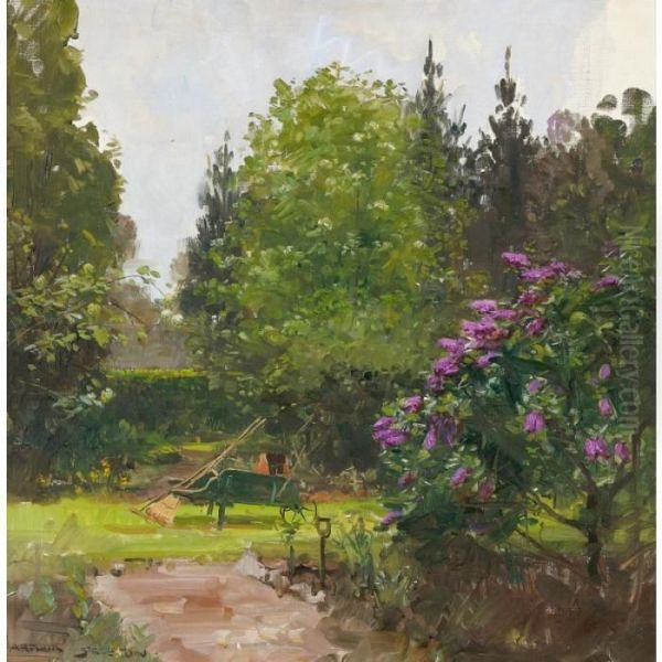 Garden Green Oil Painting by Arthur Ernest Streeton