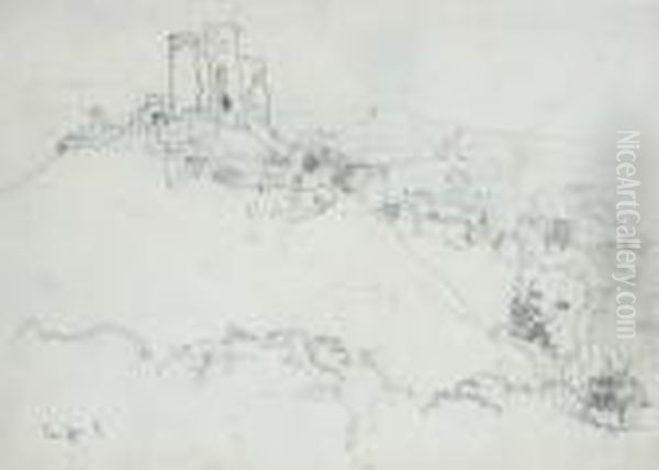 A Study Of Corfe Castle Oil Painting by Arthur Ernest Streeton