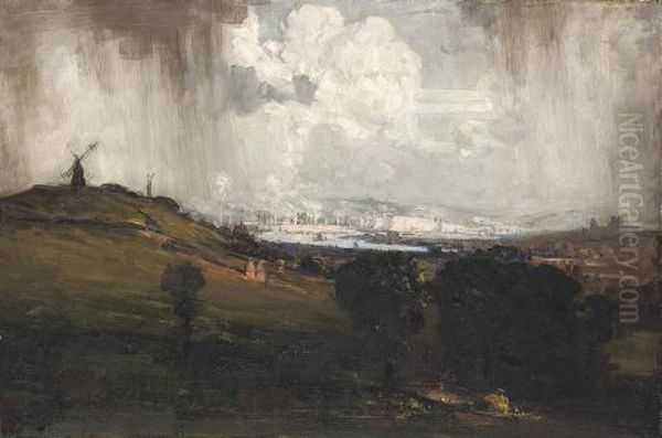 Rochester From Strood Hill Oil Painting by Arthur Ernest Streeton