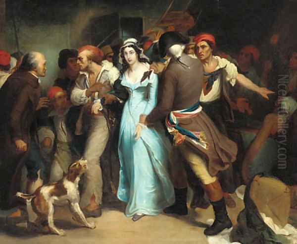 The arrest of Charlotte Corday for the murder of Jean-Paul Marat Oil Painting by French School