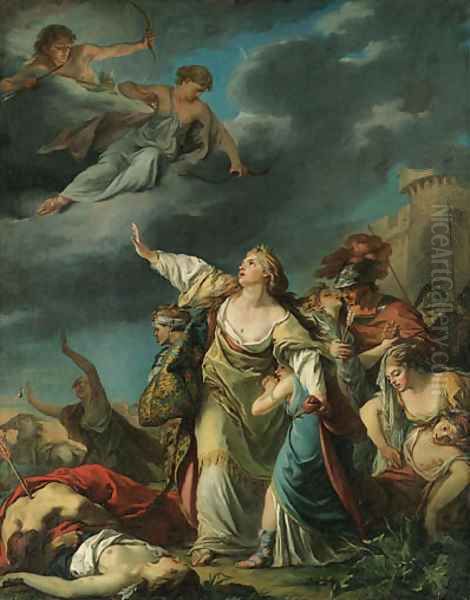 The destruction of the children of Niobe Oil Painting by French School