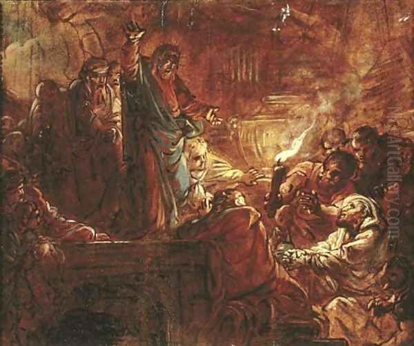 The Raising of Lazarus Oil Painting by French School