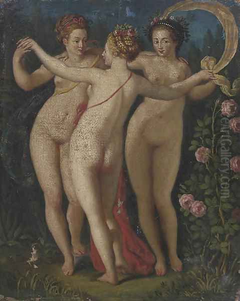 The Three Graces Oil Painting by French School