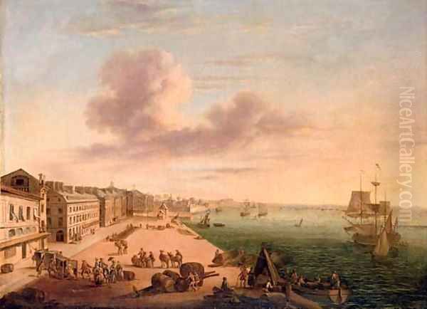 View of the port of Bordeaux from the Salinieres Oil Painting by French School